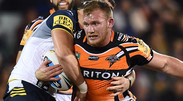 Matthew Lodge when he was playing for Wests Tigers. Photo: AAP