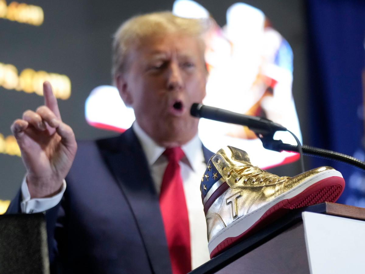 Trump receives mixed reception as he launches $400 gold sneakers day ...