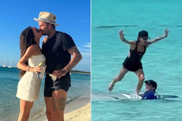 Victoria Beckham Hilariously Falls Off Paddle Board During Fun-Filled ...