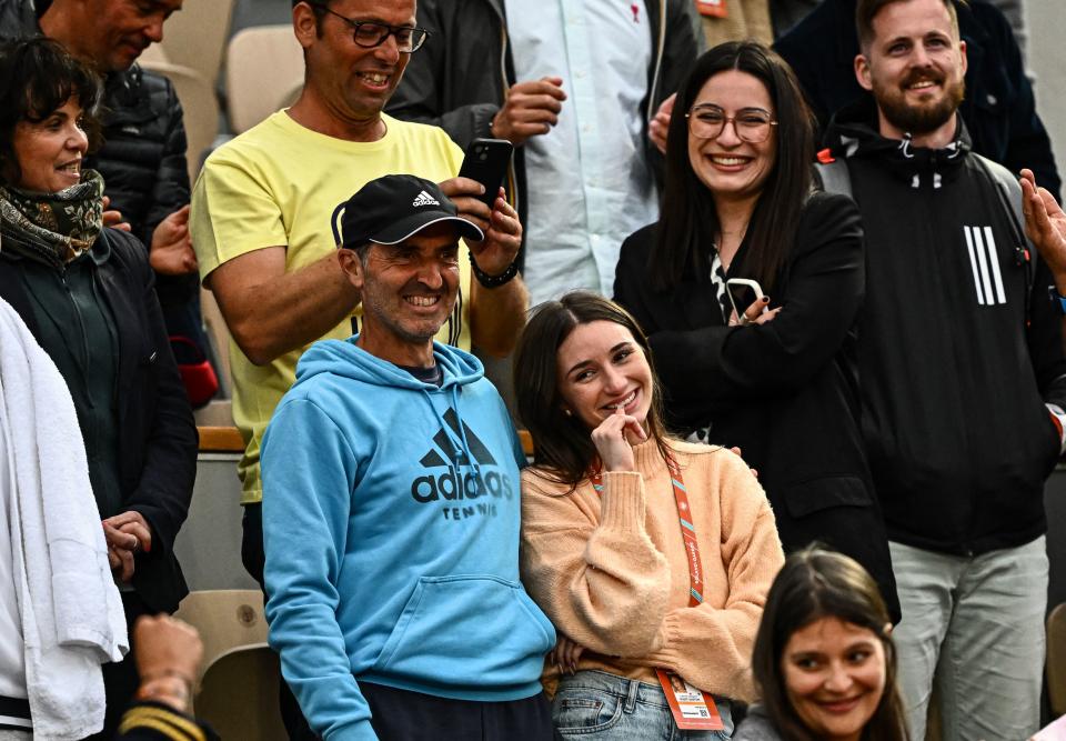 Hugo Gaston's partner Laetitia Espagnet, pictured here in the crowd at the French Open.