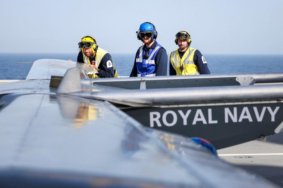 British navy Prince of Wales aircraft carrier drone