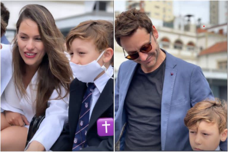 Pampita y Vicuña acompañaron a su hijo Beltrán a recibir la primera comunión