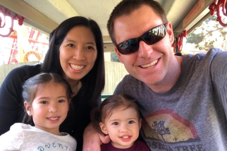 Tristan Beaudette (right) with his wife Erica and their two young daughters