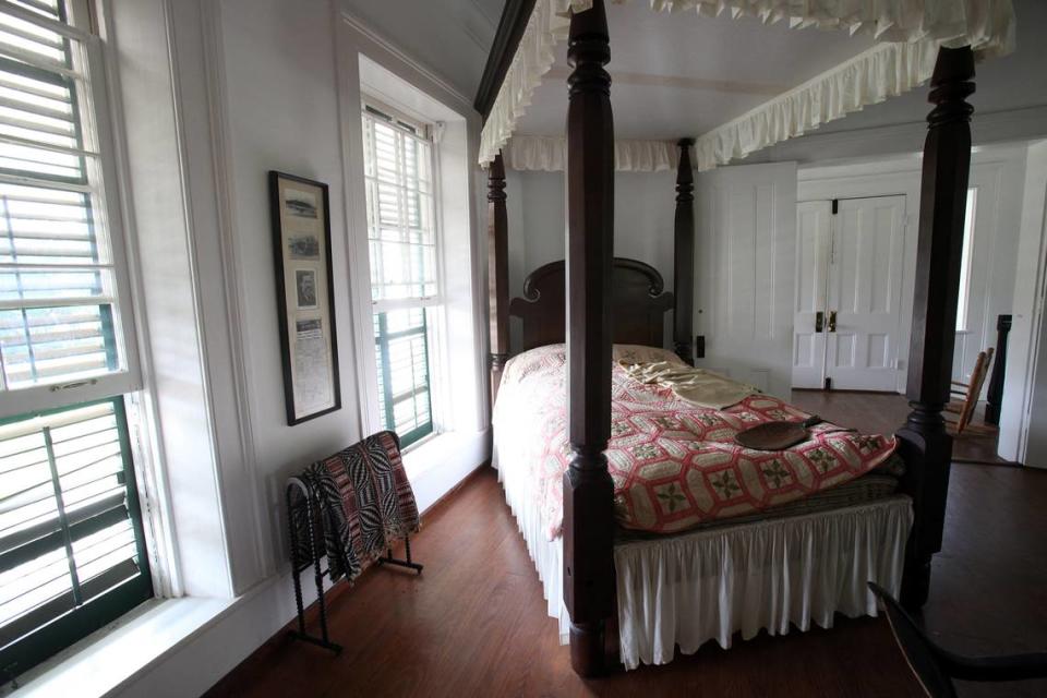 The historic Judah P. Benjamin Confederate Memorial, housing the Gamble Plantation, is comprised of 18 acres containing the mansion, The Patton House, a visitor’s center, a cistern for gathering rainwater and several areas of interest. This is the guest room in the 10-room mansion.