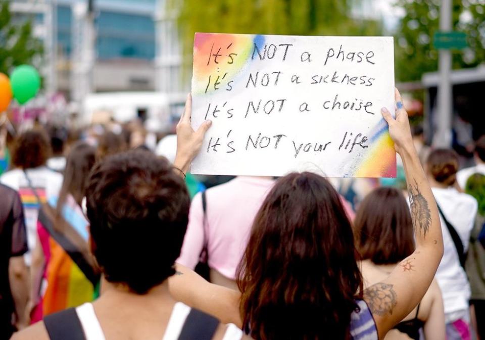 GLSEN Day of No Silence Essay queer activists parade protest sign