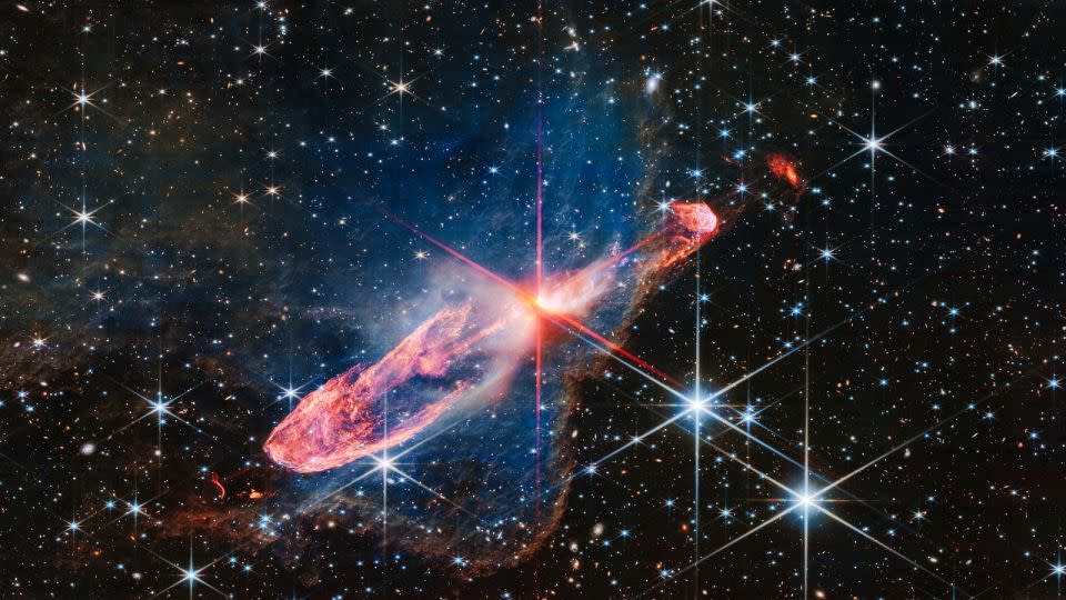 The James Webb Space Telescope captured a high-resolution image of Herbig-Haro 46/47, an actively forming pair of stars. - J. DePasquale/CSA/ESA/NASA