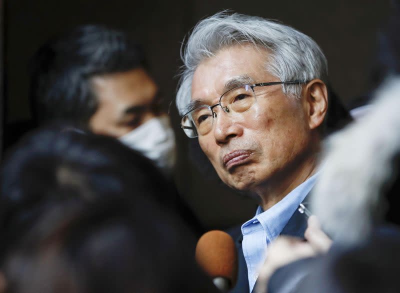 Junichiro Hironaka, chief lawyer of the former Nissan Motor chairman Carlos Ghosn, speaks to reporters in Tokyo