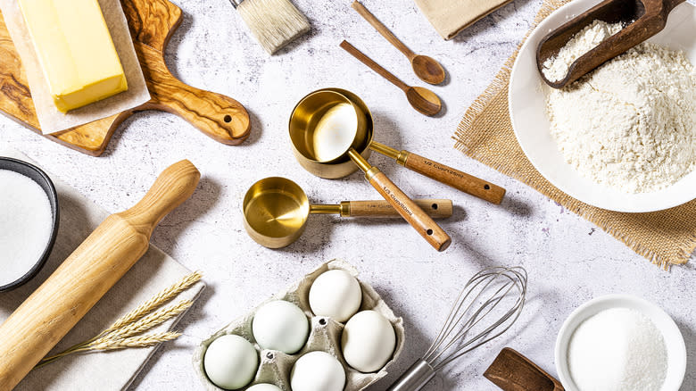 Baking ingredients on a counter