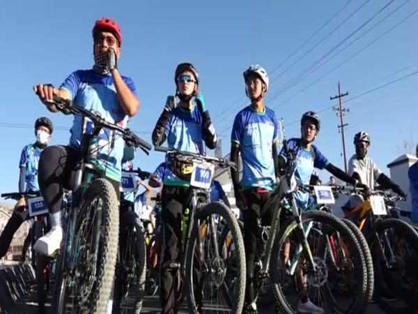 Visuals of cycling competition in Leh, Ladakh (Photo/ANI)