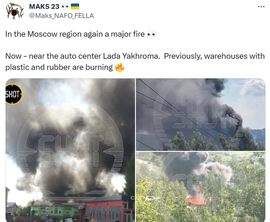 俄羅斯今（4）日發生大火，沃斯克列先斯克火勢凶猛。   圖：翻攝自 MAKS 23 推特