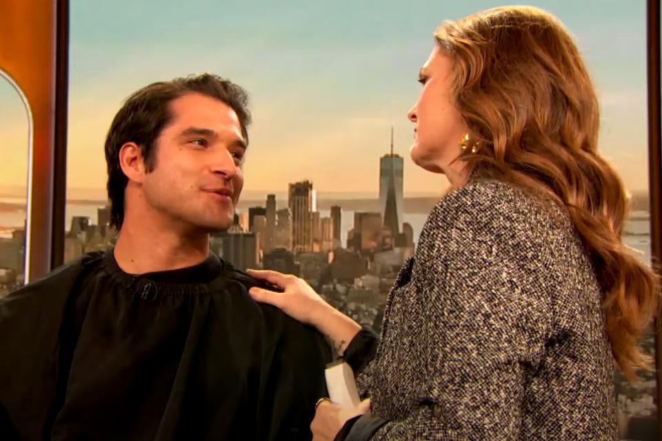 Drew Barrymore Interviews Tyler Posey While Shaving Off his Mustache