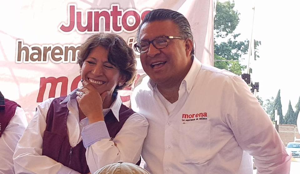 Delfina Gómez y su coordinador de campaña, Horacio Duarte