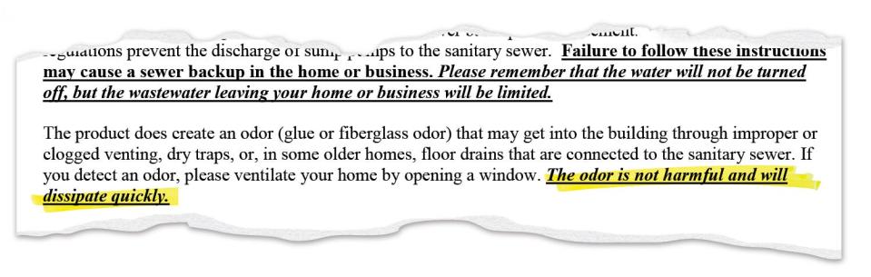 A public notice issued last year by the Town of Canton, Connecticut, told residents the odor was not harmful.