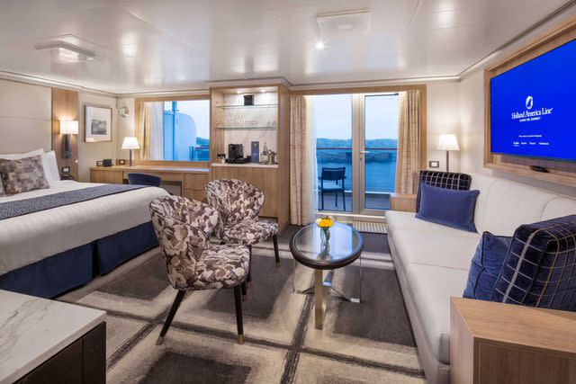 <p>Michael Verdure/Courtesy of Holland America Line</p> The Neptune Suite on the Holland America Line&#39;s MS Rotterdam.