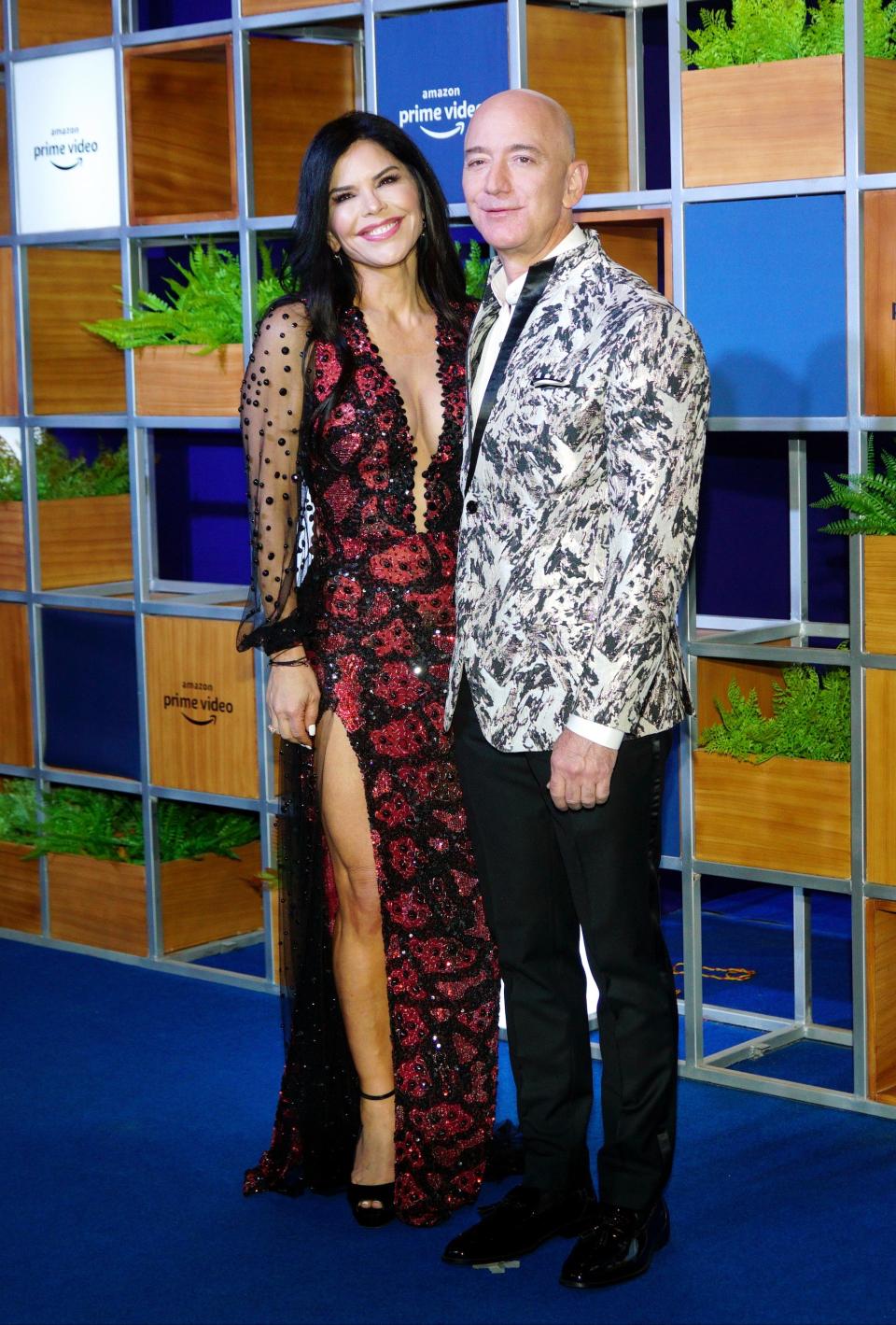 Lauren Sanchez and Jeff Bezos attend an Amazon Prime Video event in January 2020.