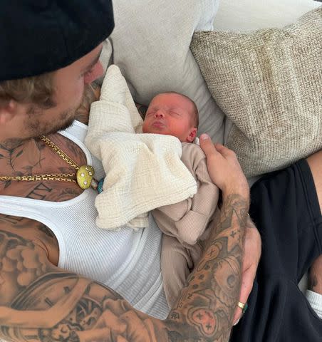 <p>Justin Bieber Instagram</p> The singer was very taken with baby Poppy