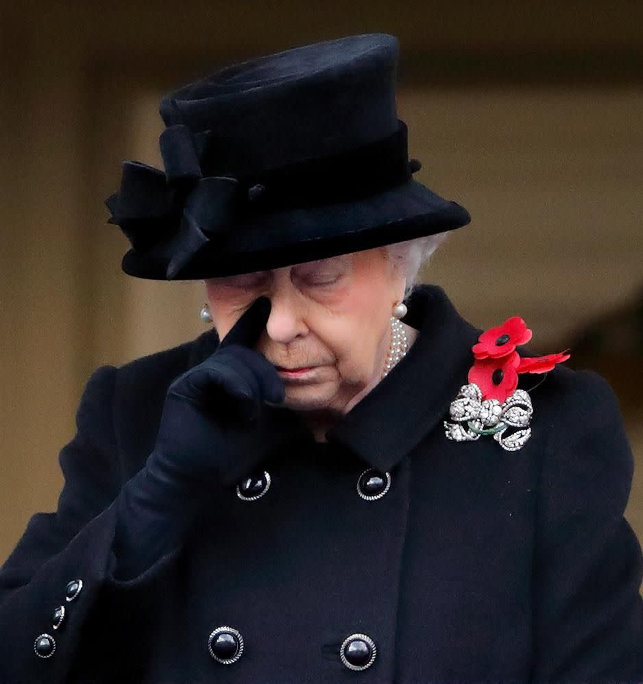 She appeared to wipe away a tear from her face. Photo: Getty Images