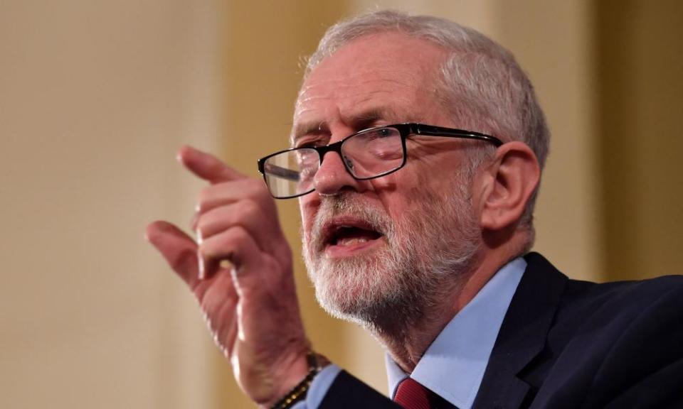 Jeremy Corbyn gives a speech in Hastings