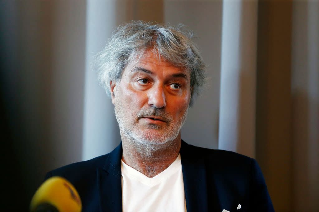 Dr. Paolo Macchiarini speaks at a press conference with his attorneys on June 21 in Stockholm. (Magnus Andersson/TT NEWS AGENCY/AFP via Getty Images)