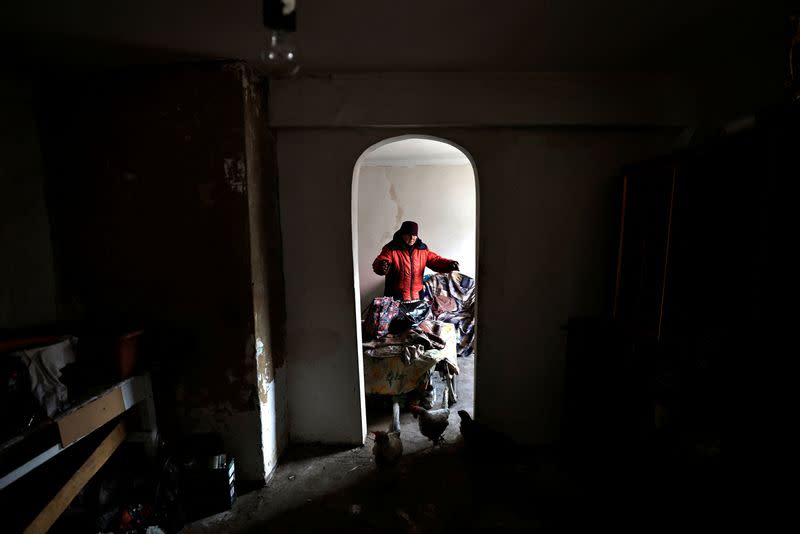 The Wider Image: Behind enemy lines, Ukrainian woman survives with her chickens