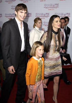 Ashton Kutcher and Demi Moore with Tallulah Belle at the LA premiere of Columbia's Charlie's Angels: Full Throttle