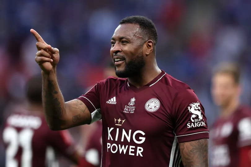 Wes Morgan celebrates Leicester City's victory in the FA Cup final