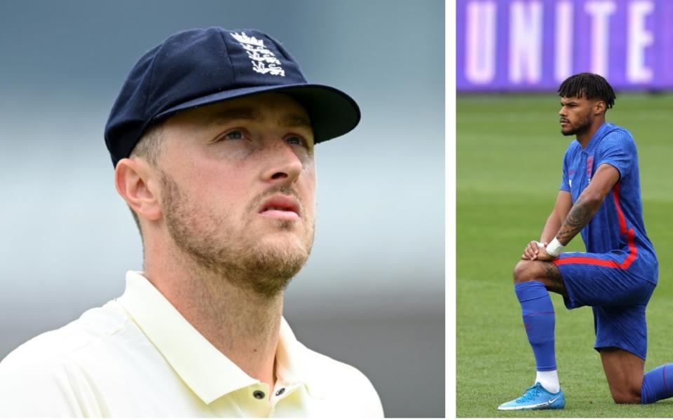 Ollie Robinson and Tyrone Mings - Government clashes with cricket and football over ‘woke’ behaviour - GETTY IMAGES