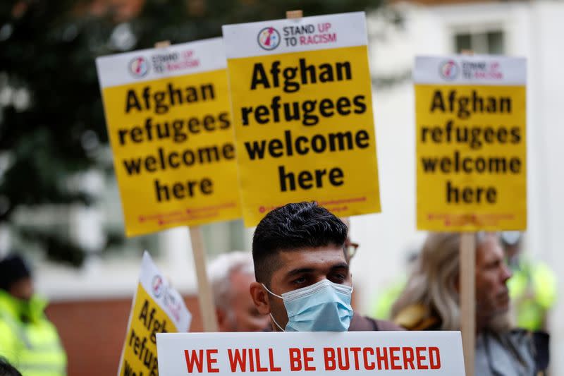 Protest in support of refugees from Afghanistan, in London