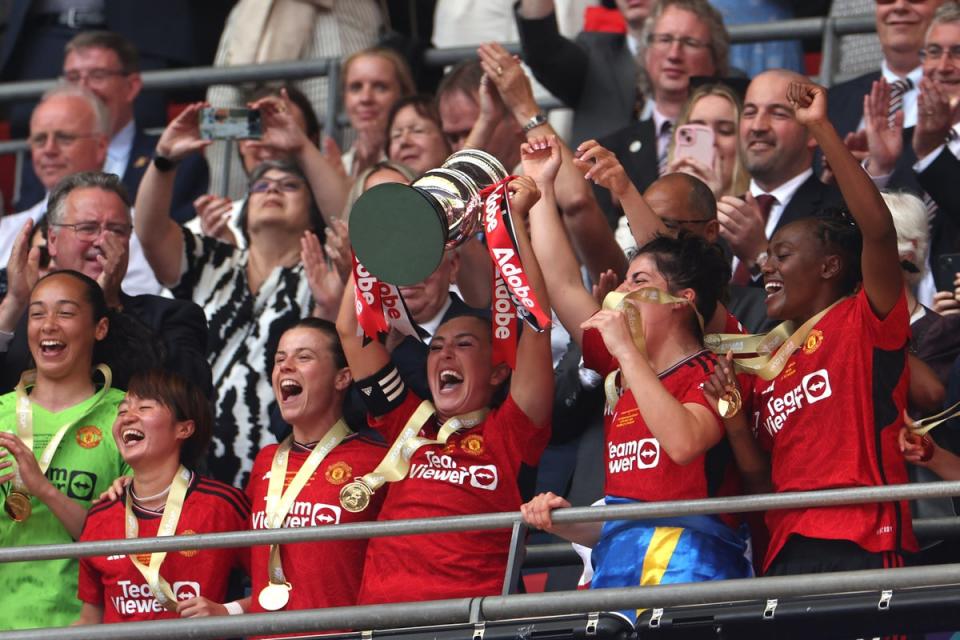 Man United lifted the Women’s FA Cup trophy for the first time (The FA via Getty Images)