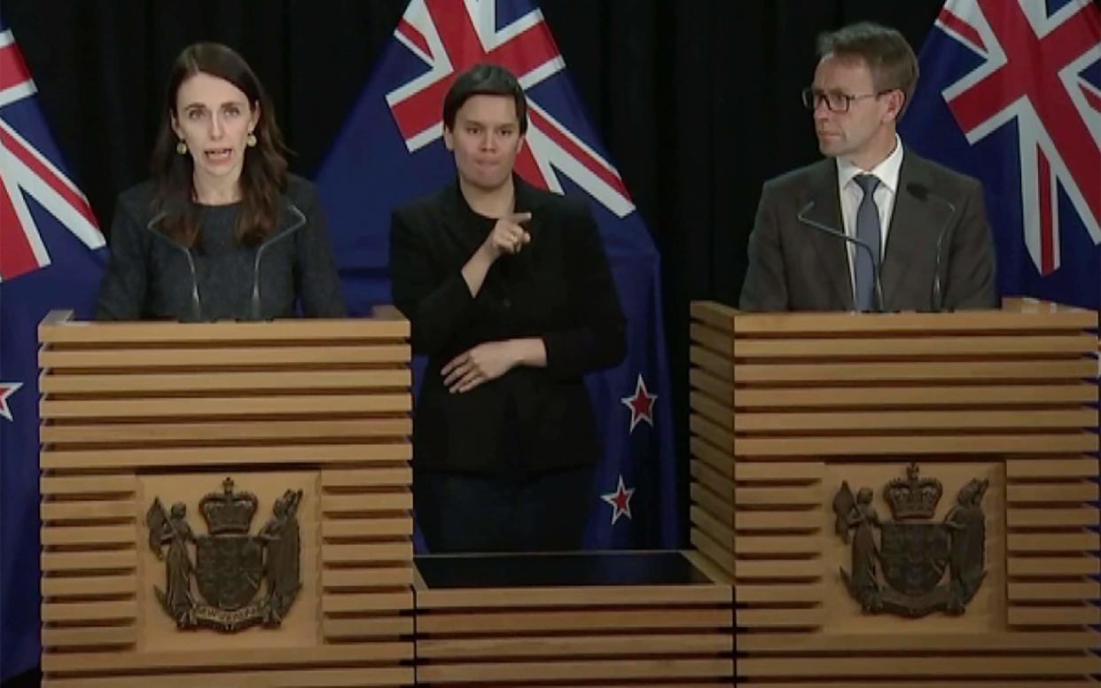 Ms Ardern says authorities have found four cases of the coronavirus in one Auckland household  - TVNZ via AP