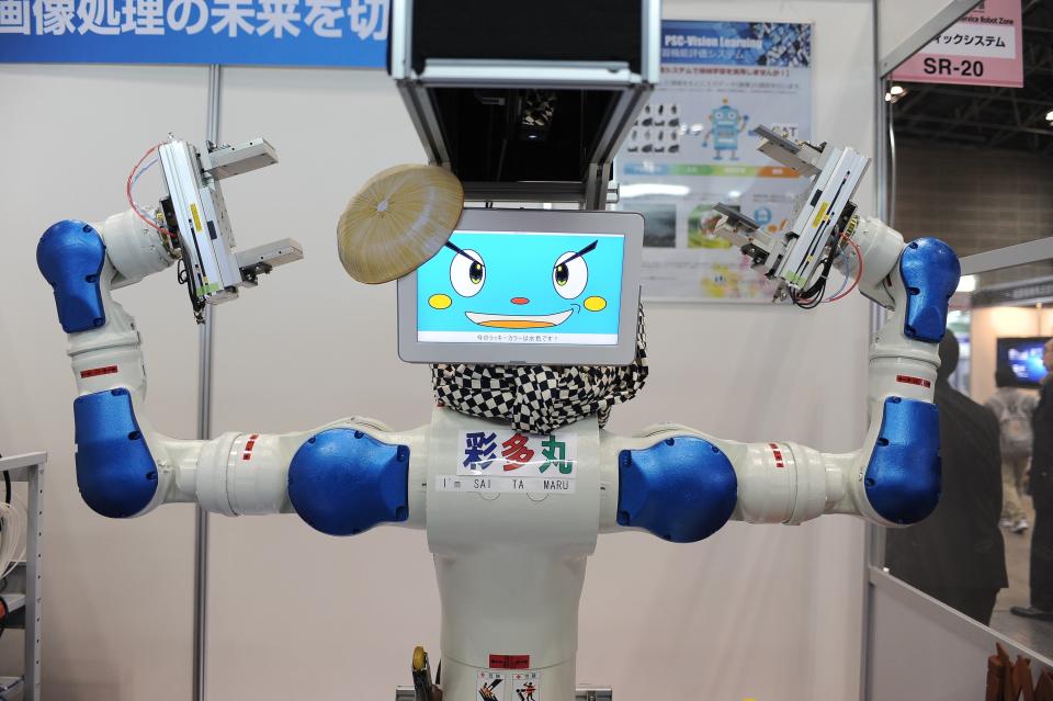 An industrial robot featured at the exhibition.