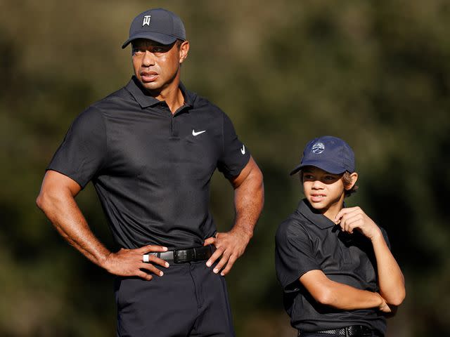 Douglas P. DeFelice/Getty Tiger Woods and Charlie Woods during the Pro-Am.