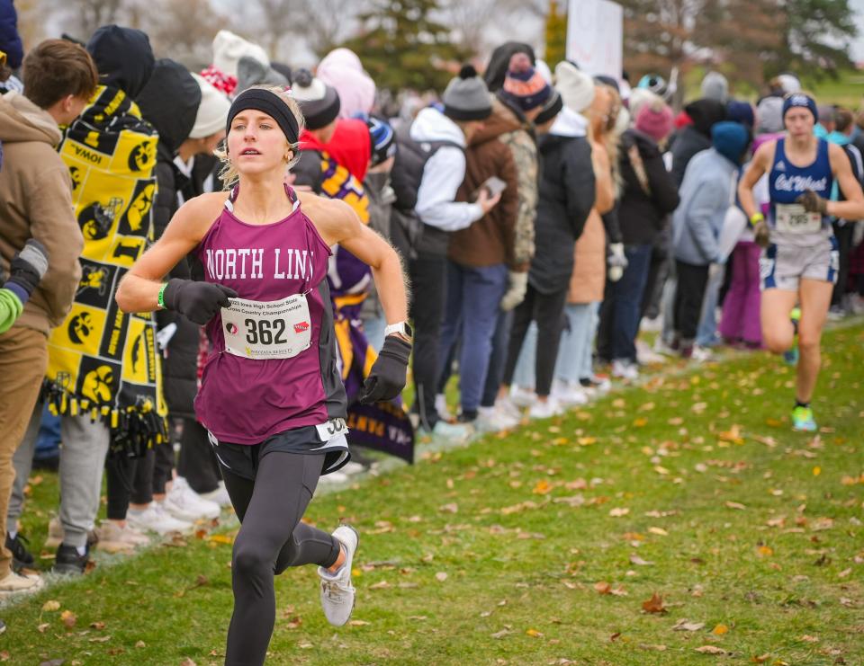 Meghan Wheatley of North Linn finished second at the state meet, but ran the fastest time in the state across all classes this season earlier in the year.