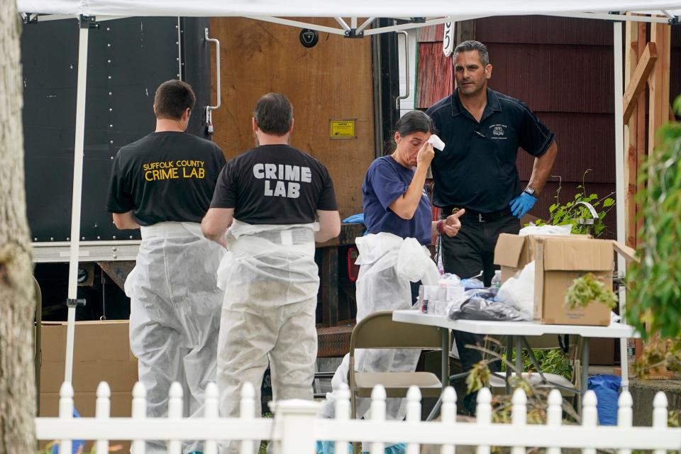 Authorities search the home of suspect Rex Heuermann, Tuesday, July 18, 2023, in Massapequa Park, N.Y.