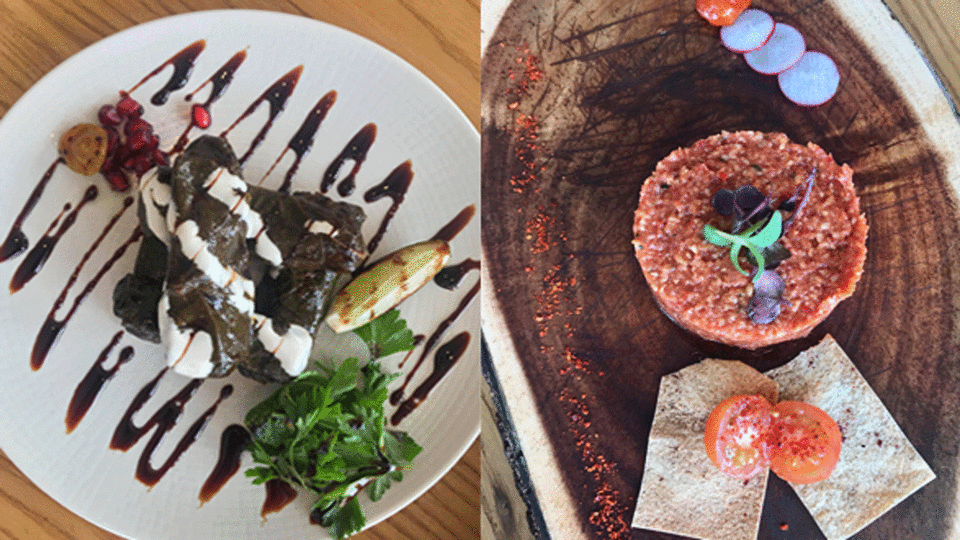 Vine leaves and special Moroccan-style Angus beef tartare. Photo: Yahoo Lifestyle