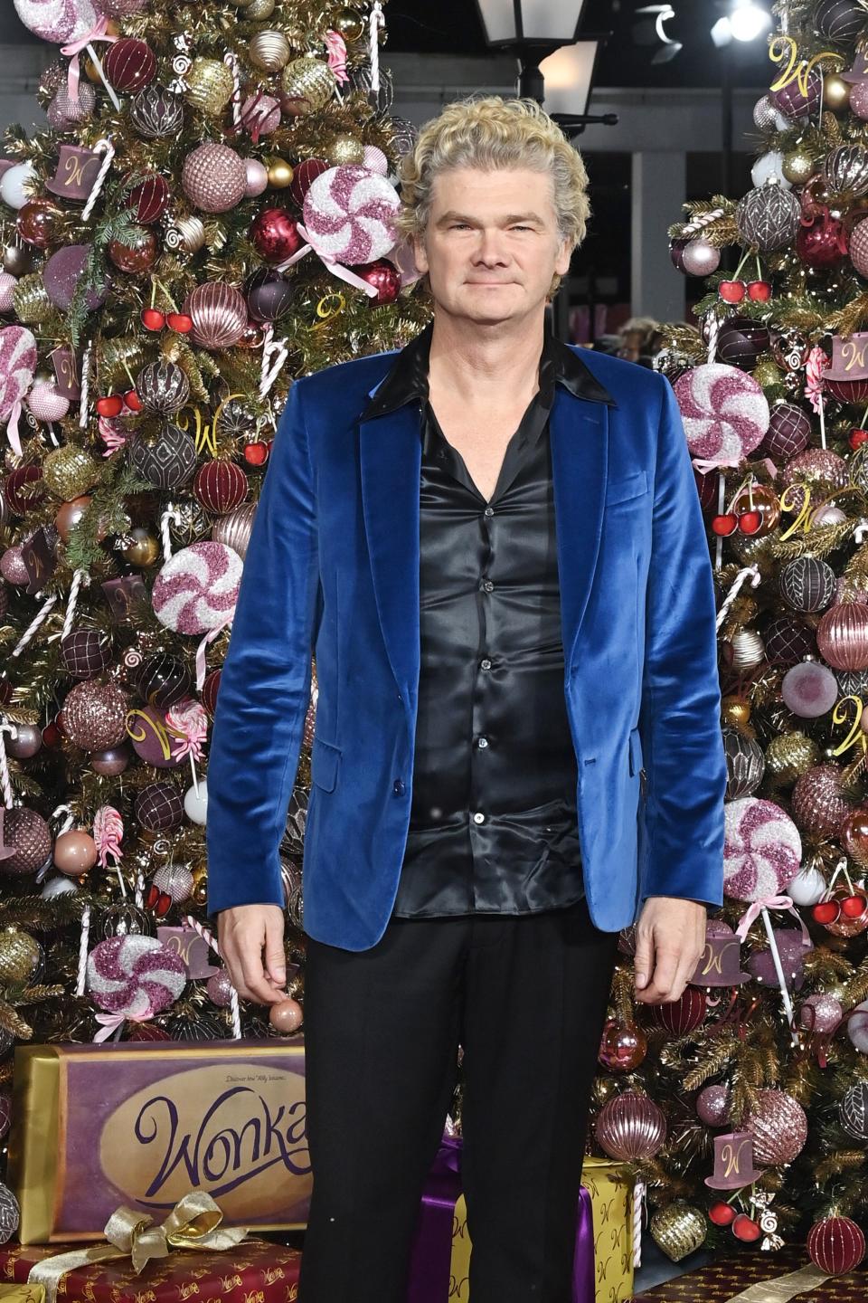 Simon Farnaby attends the World Premiere of "Wonka" at The Royal Festival Hall in London, England.