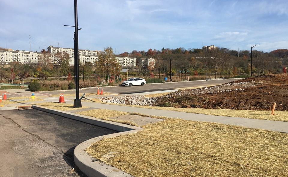 The $733,263 first phase of the Waterfront Drive Roadway Improvements Project is basically completed and includes new sidewalks, light poles and drains near Suttree Landing Park along the South Waterfront. Nov. 2021.