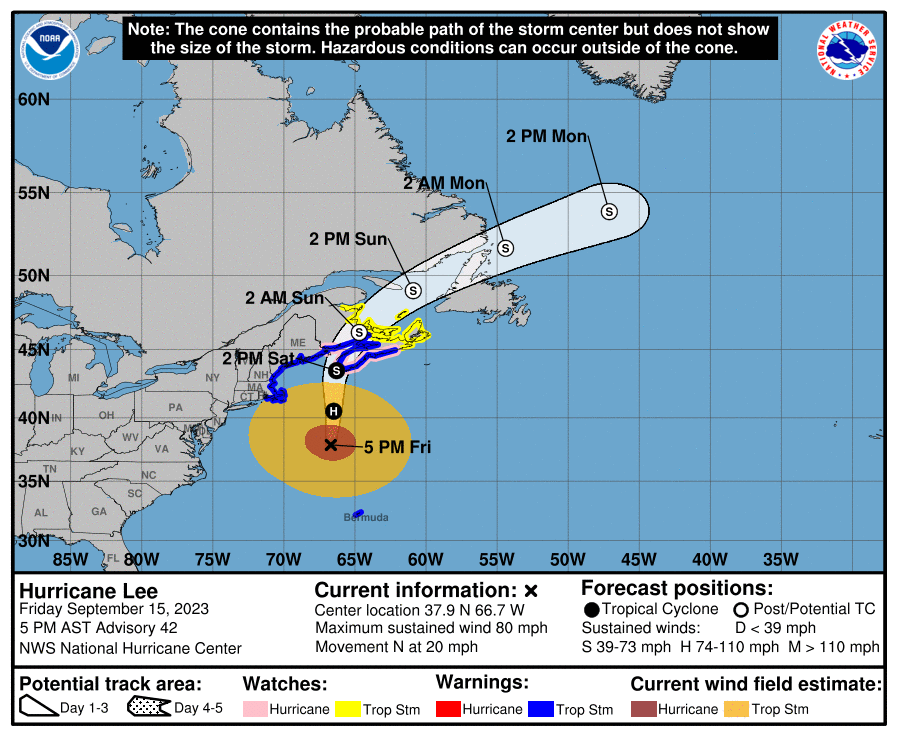 National Hurricane Center tracking Hurricanes Lee, Margot, Invest 97L