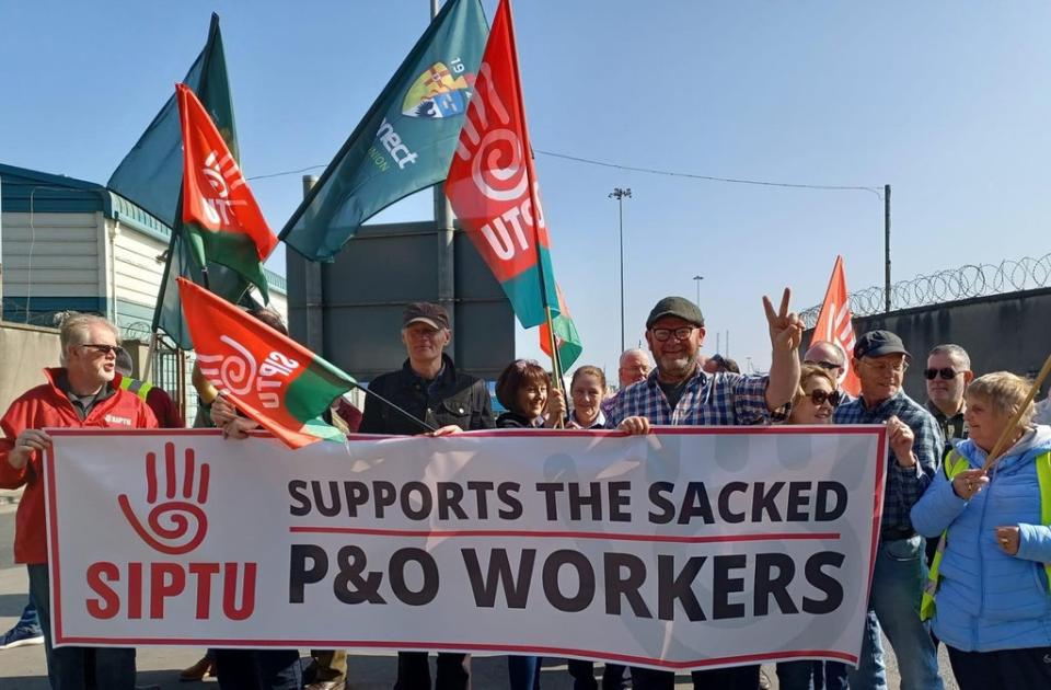 There was a protest held in Dublin in solidarity with the UK workers who lost their jobs (Jim McVeigh/Siptu/PA) (PA Media)