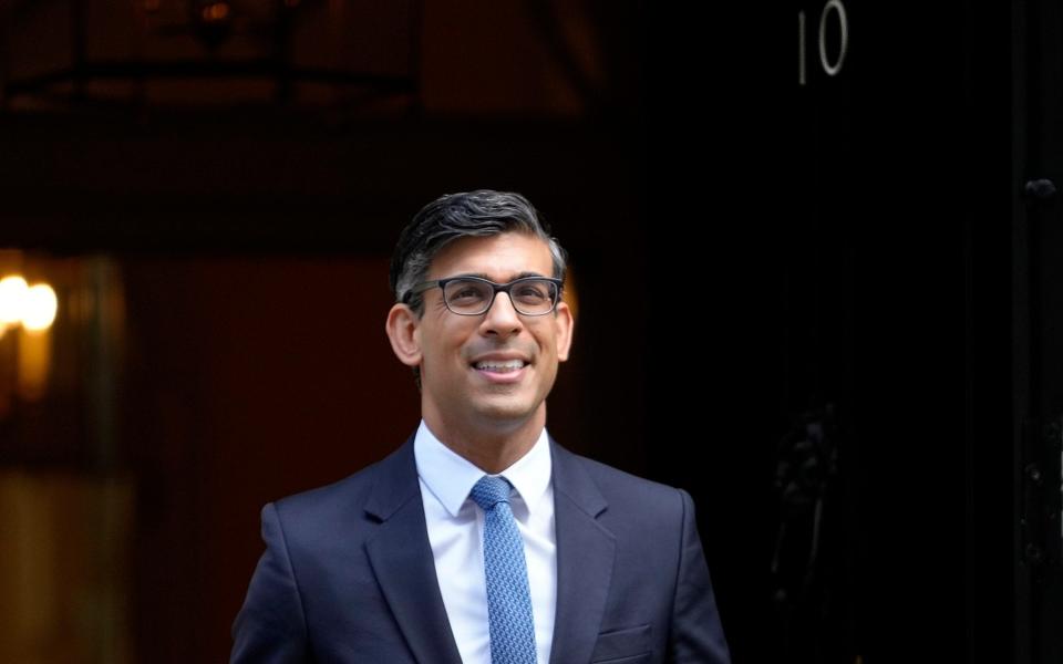 Rishi Sunak, the Prime Minister, is pictured leaving No10 this morning ahead of PMQs - Kirsty Wigglesworth/AP