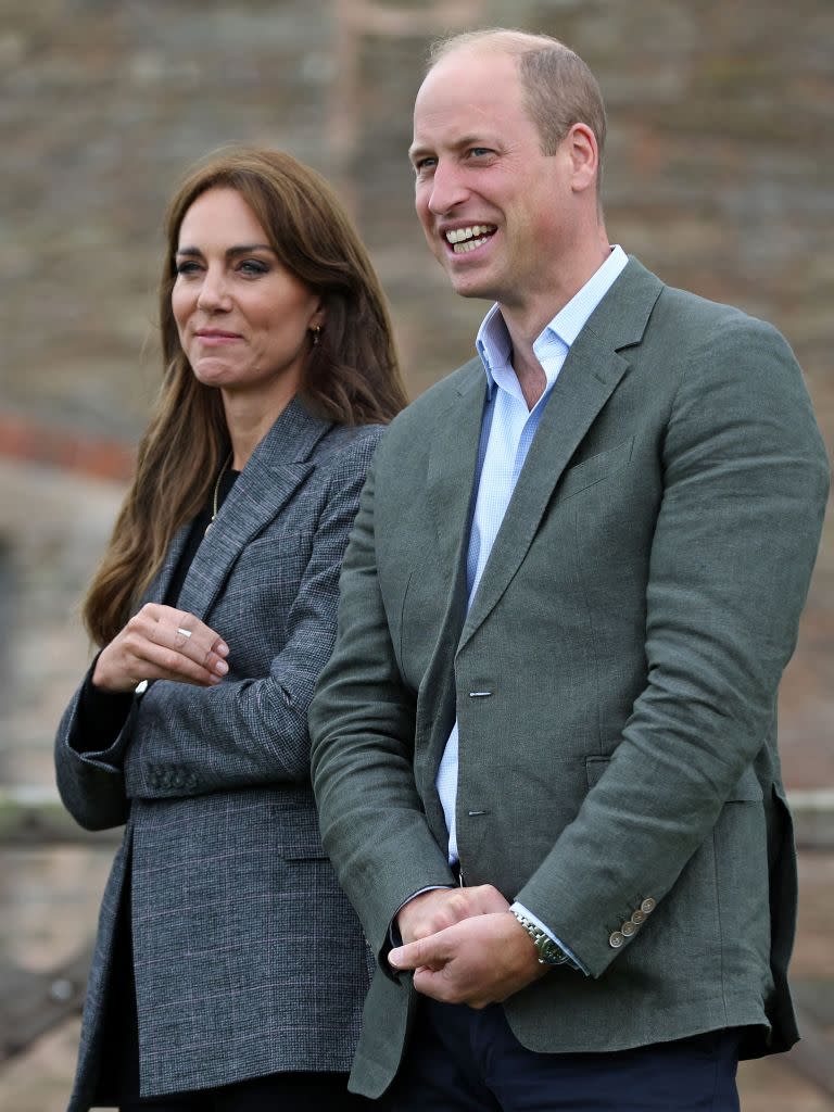 The couple during a visit to Kings Pitt Farm in Hereford, western England, on Sept. 14, 2023. POOL/AFP via Getty Images