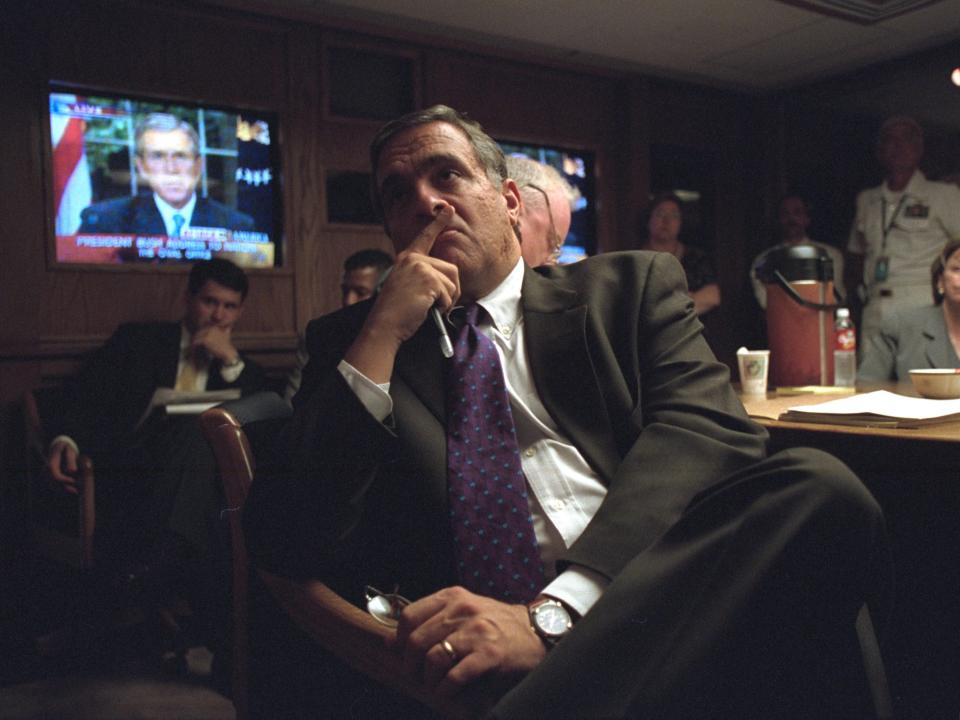 CIA Director George Tenet in the President's Emergency Operations Center on September 11, 2001.