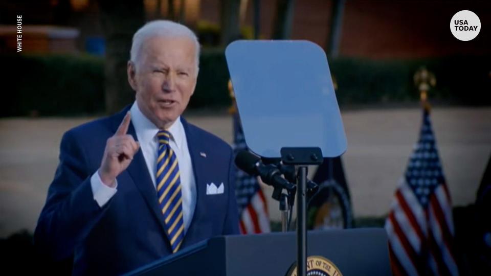 President Biden asks Senate 'will you stand against voter suppression, yes or no?'