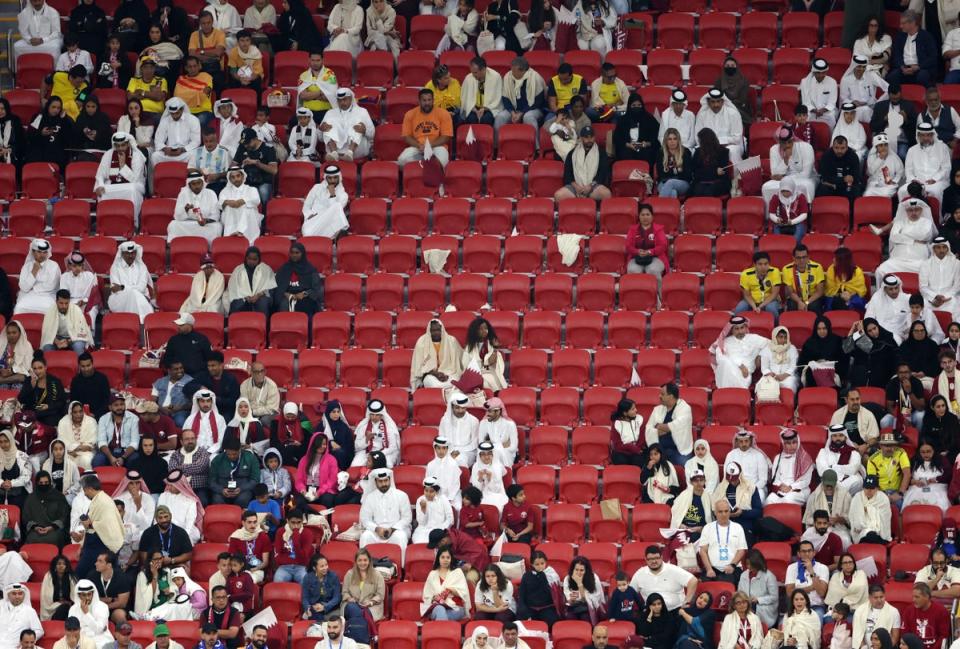 There were swathes of empty seats by the second half of the game (REUTERS)