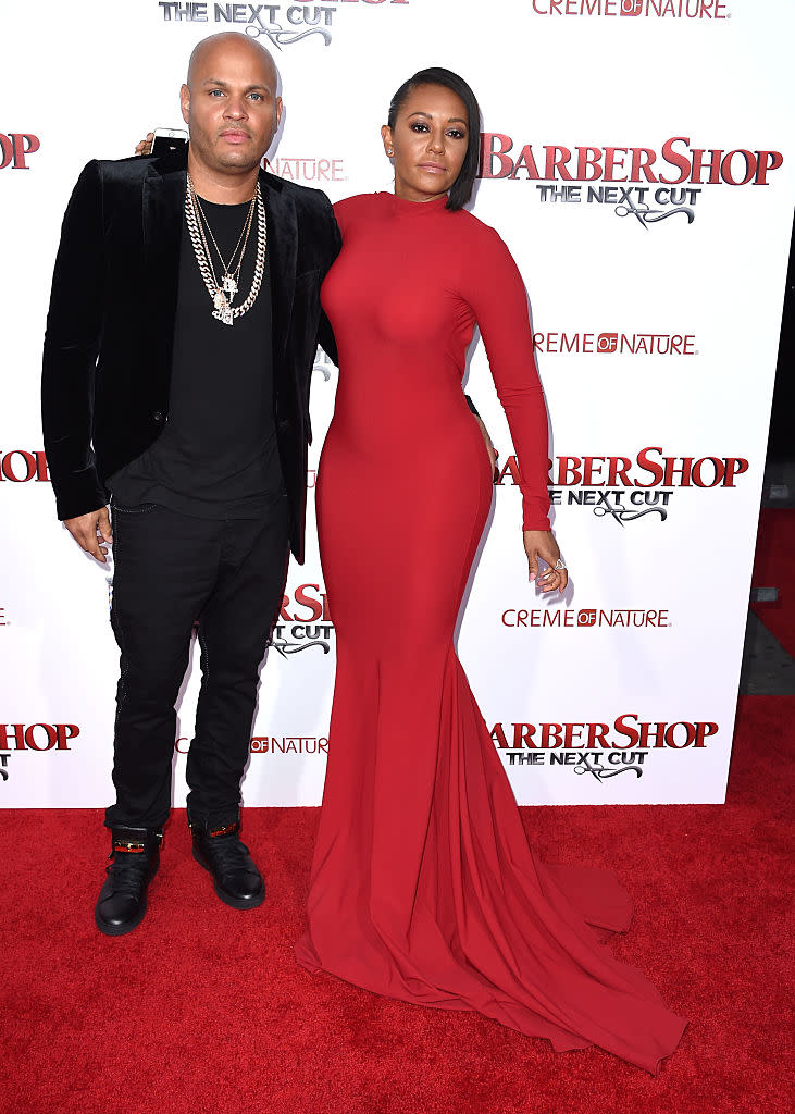 Stephen Belafonte and Mel B attend the premiere of <em>Barbershop: The Next Cut</em> on April 6, 2016, in Hollywood. (Photo: Steve Granitz/WireImage)