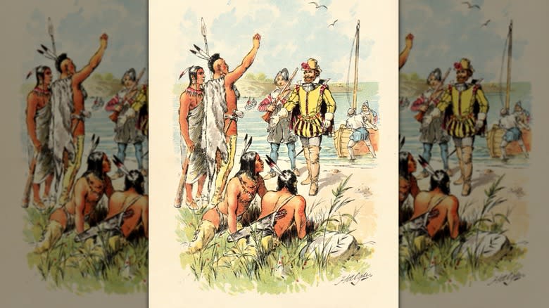 Colonists meeting Indigenous tribe