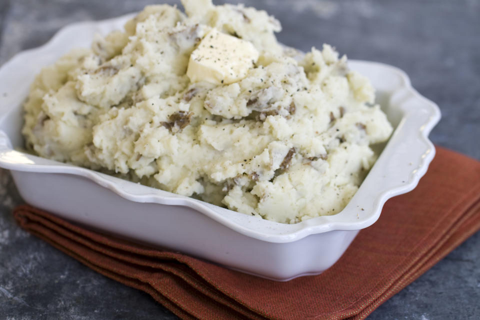 This Oct. 21, 2013 photo shows a classic mashed potato recipe for the Thanksgiving holiday in Concord, N.H. (AP Photo/Matthew Mead)