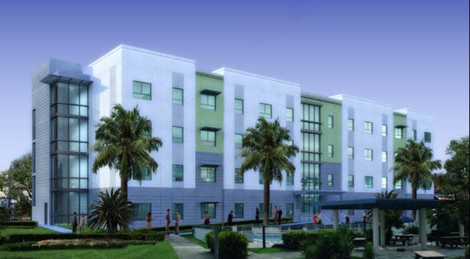 A draft rendering of an affordable apartment building in Stuart, Florida under a proposal by Ft. Lauderdale-based Green Mills Group. The proposed site is at 407 Southeast Martin Luther King Jr. Blvd., across the street from what is historically known as East Stuart.