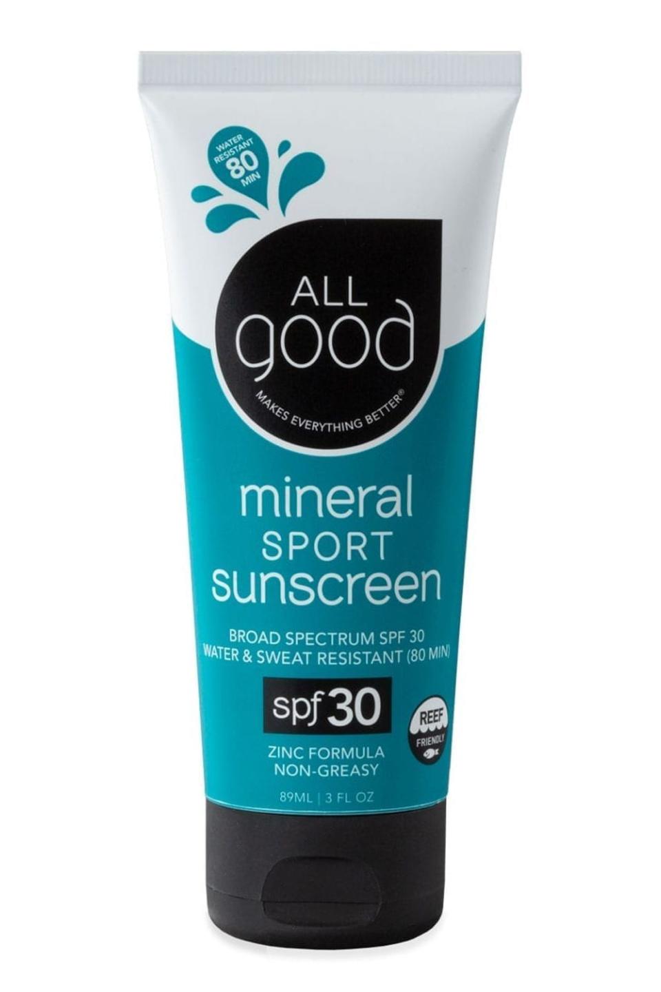 1) All Good Sport Face & Body Sunscreen Lotion