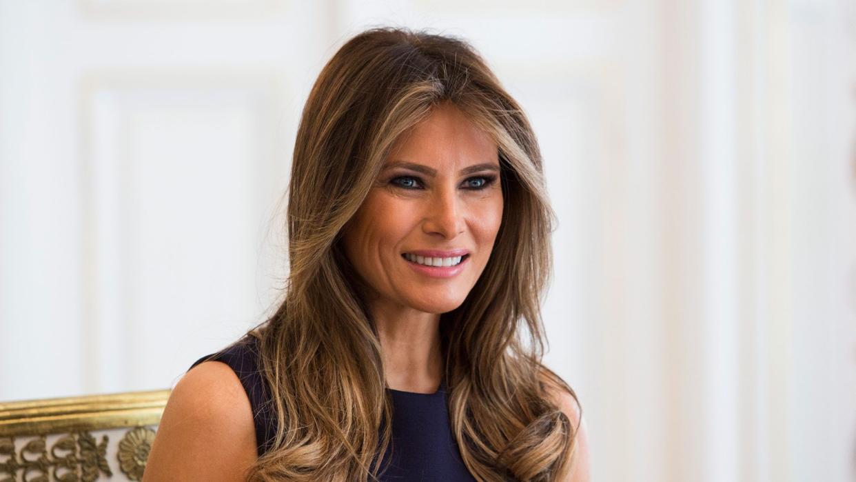 First Lady Melania Trump is pictured during a meeting with Polish President's wife Agata Kornhauser-Duda (Unseen) at the Belvedere Palace in Warsaw on July 6, 2017